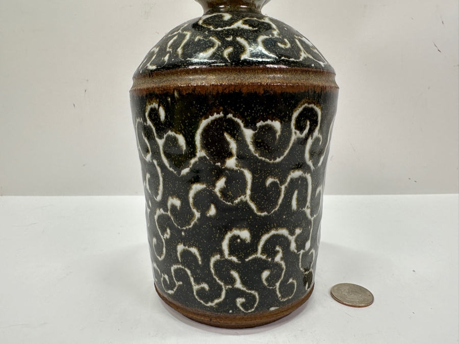 Signed Handmade Pottery Shack Glazed Art Pottery Vase 8H [Photo 4]