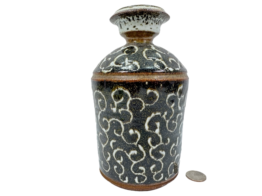 Signed Handmade Pottery Shack Glazed Art Pottery Vase 8H
