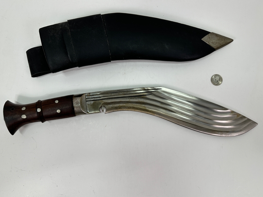 Signed Kukri Machete Knife With Curved Blade And Sheath 20.5L [Photo 9]