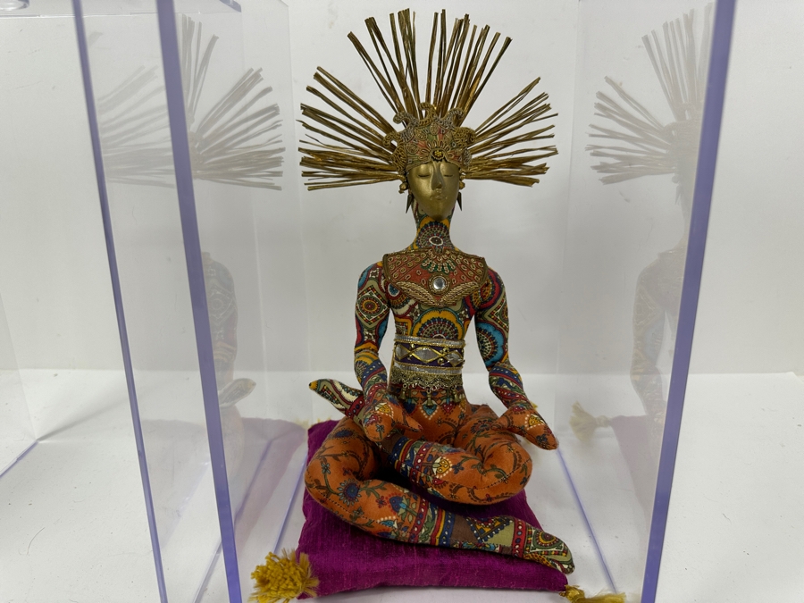 Peggy Flynn Limited Edition Handmade Doll 'Golden Meditation' With Acrylic Display Case 12'H [Photo 1]