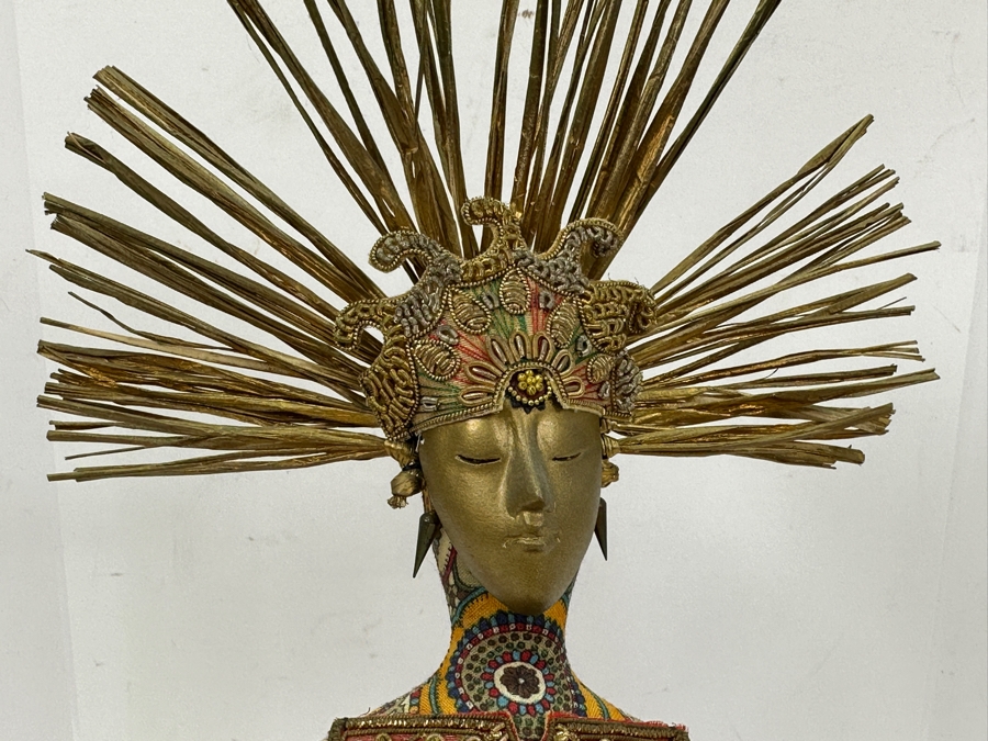 Peggy Flynn Limited Edition Handmade Doll 'Golden Meditation' With Acrylic Display Case 12'H [Photo 4]