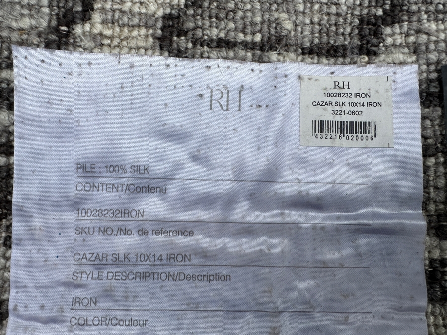 Restoration Hardware Cazar 100% Silk Iron Color 10' X 14' Area Rug Retails $8,000+ [Photo 7]
