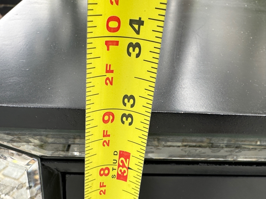 Pair Of Black Wooden And Antique Mirrored Cabinets 27.5W X 14D X 33H [Photo 8]