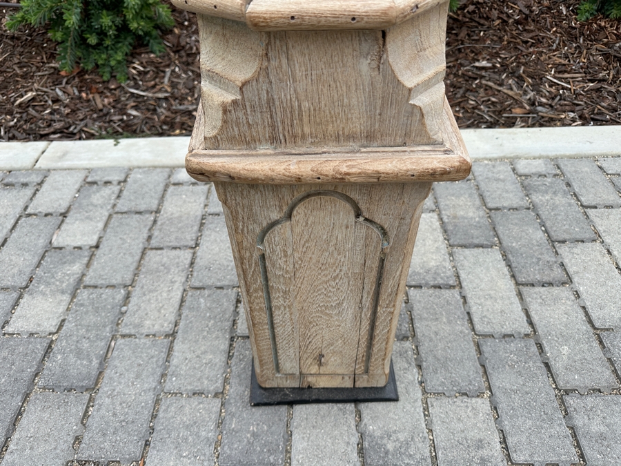 Vintage Indonesian Wooden Hand Carved Architectural Column With Metal Stand 5'H [Photo 4]