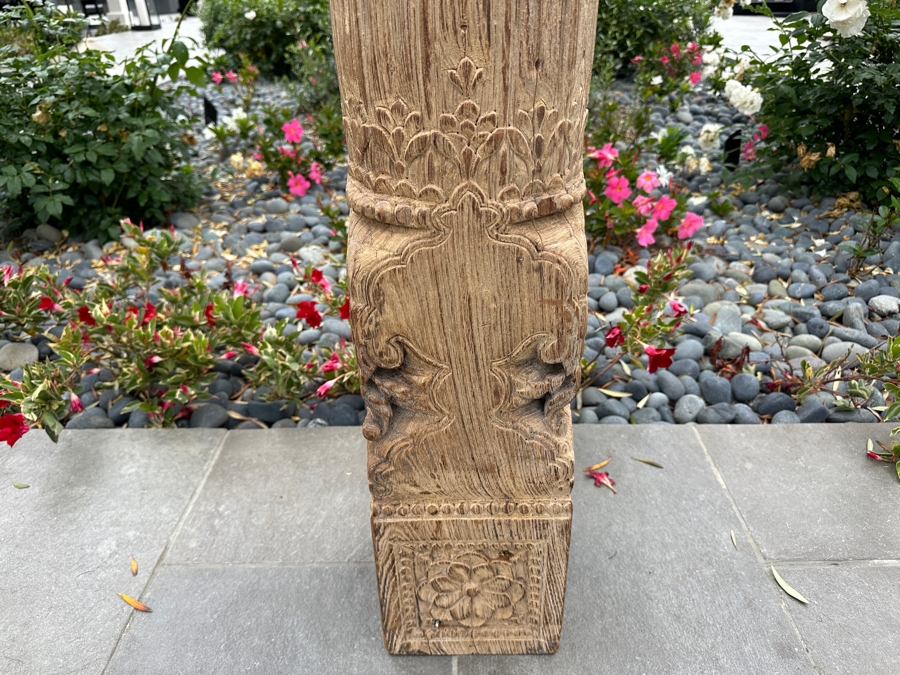 Vintage Indonesian Wooden Hand Carved Architectural Column 6'H [Photo 3]
