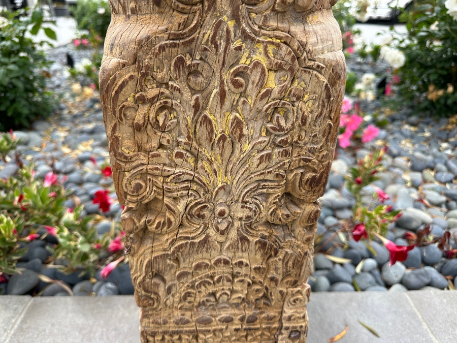 Vintage Indonesian Wooden Hand Carved Architectural Column 6'H [Photo 5]