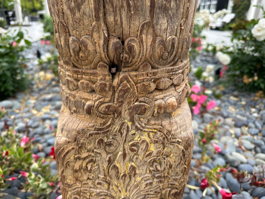 Vintage Indonesian Wooden Hand Carved Architectural Column 6'H [Photo 6]