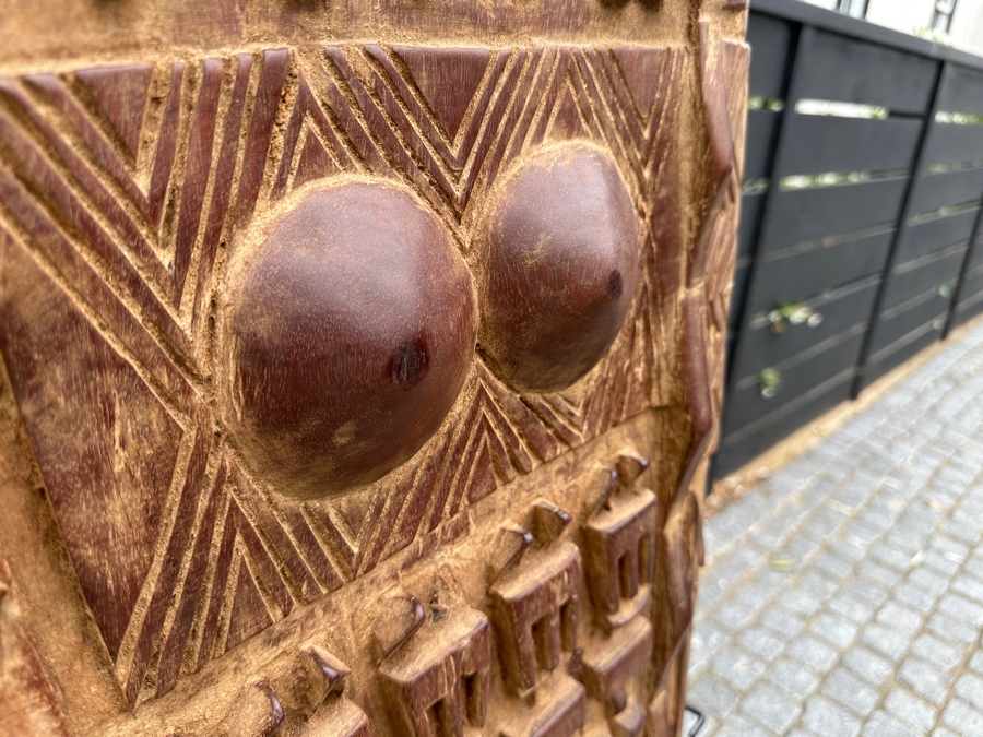 Vintage Hand Carved African Woodend Dogon Door With Custom Metal Stand For Display 28'W X 51.5'H [Photo 6]