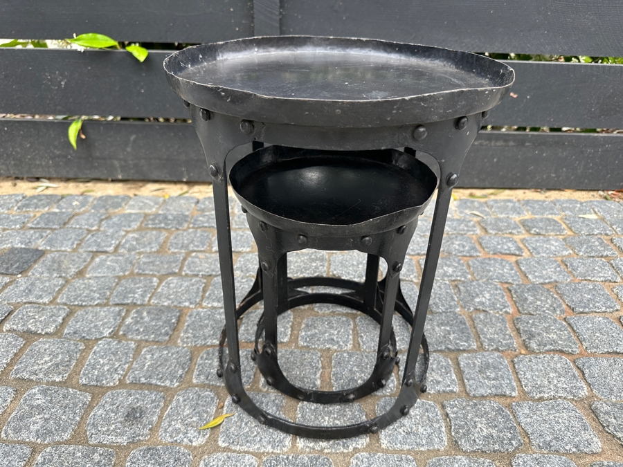 Pair Of Metal Nesting Round Table 12W X 14.5H [Photo 1]