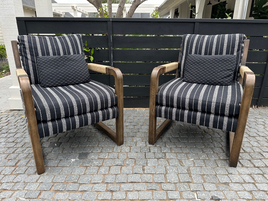 Pair Of Ralph Lauren Rope Lounge Chairs Newly Reupholstered 27W X 33D X 34H [Photo 3]