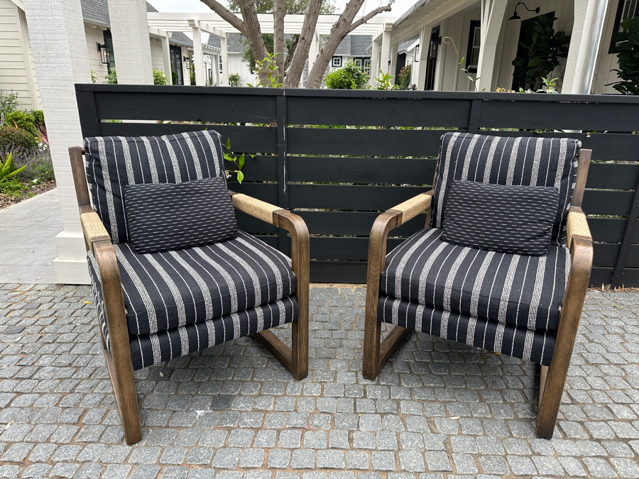 Pair Of Ralph Lauren Rope Lounge Chairs Newly Reupholstered 27W X 33D X 34H [Photo 2]