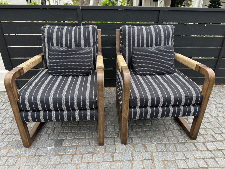 Pair Of Ralph Lauren Rope Lounge Chairs Newly Reupholstered 27W X 33D X 34H [Photo 4]