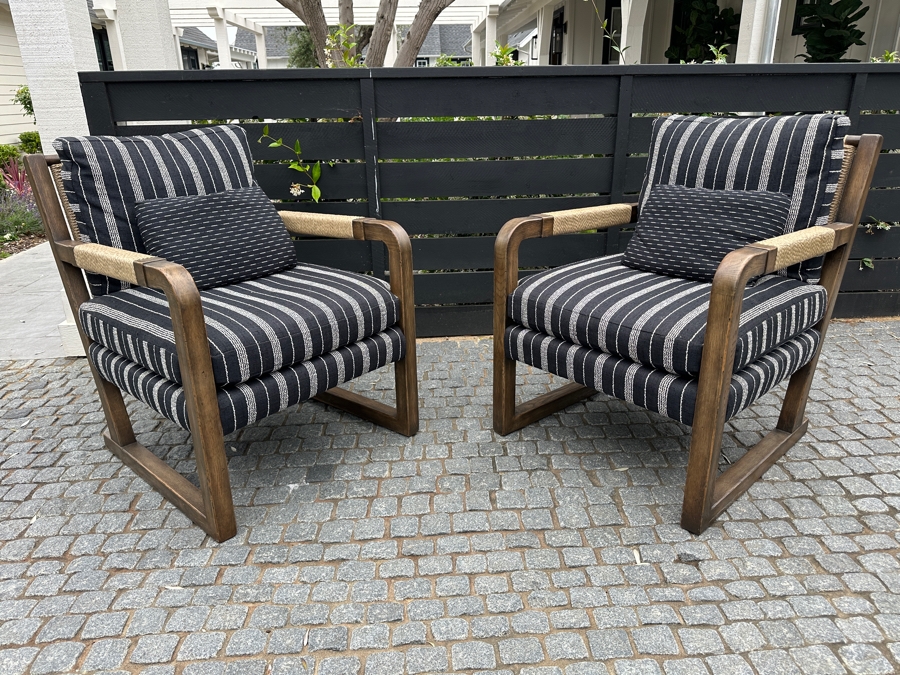 Pair Of Ralph Lauren Rope Lounge Chairs Newly Reupholstered 27W X 33D X 34H