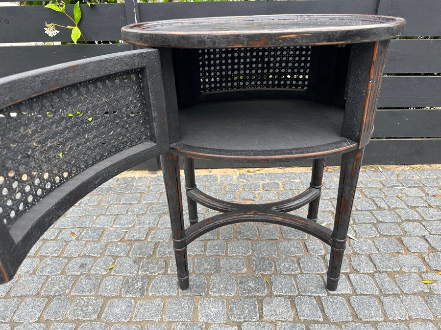 Arhaus Merle Oval Cane Paneled Side Table 24W X 18D X 28H Retailed $1,199 [Photo 4]