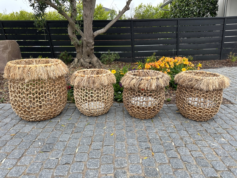 Four Tiki Style Woven Baskets 21'H & 17'H [Photo 2]