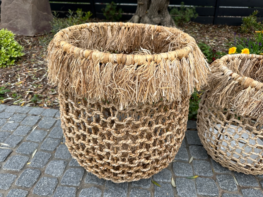 Four Tiki Style Woven Baskets 21'H & 17'H [Photo 4]