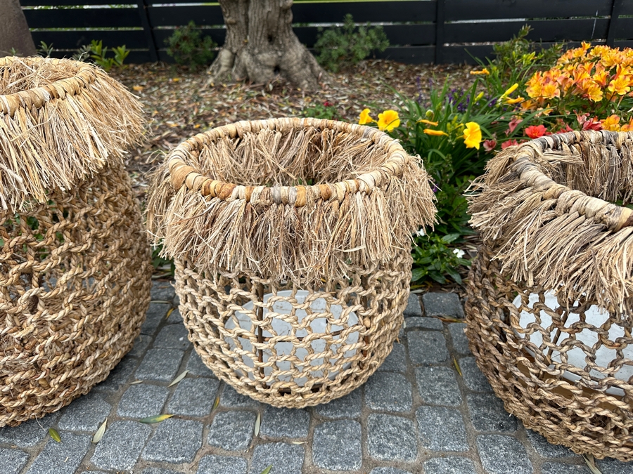 Four Tiki Style Woven Baskets 21'H & 17'H [Photo 3]