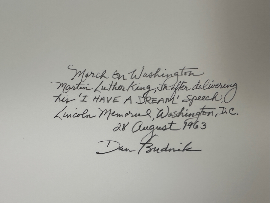 Dan Budnik (1933-2020, American) Signed Photograph Of Martin Luther King Jr. Shortly After His March On Washington 'I Have A Dream' Speech On 8/28/1963 Gelatin Silver Print Ink Signed Dan Budnik 8.5 X 6 Estimate $3,000-$5,000 [Photo 14]