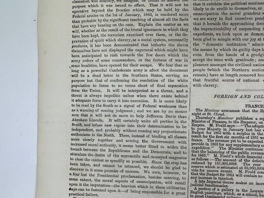 Own A Rare Piece Of Our Nation's History - One Of The Earliest Publications Of Abraham Lincoln's Emancipation Proclamation Published On Saturday, October 11, 1862 In The Illustrated London News [Photo 9]