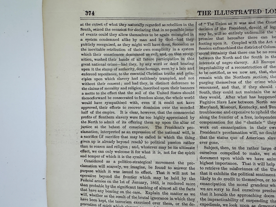 Own A Rare Piece Of Our Nation's History - One Of The Earliest Publications Of Abraham Lincoln's Emancipation Proclamation Published On Saturday, October 11, 1862 In The Illustrated London News [Photo 8]