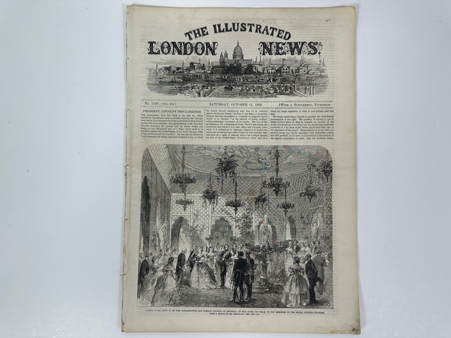 Own A Rare Piece Of Our Nation's History - One Of The Earliest Publications Of Abraham Lincoln's Emancipation Proclamation Published On Saturday, October 11, 1862 In The Illustrated London News [Photo 4]