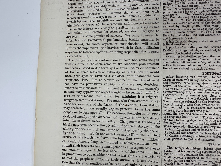 Own A Rare Piece Of Our Nation's History - One Of The Earliest Publications Of Abraham Lincoln's Emancipation Proclamation Published On Saturday, October 11, 1862 In The Illustrated London News [Photo 10]
