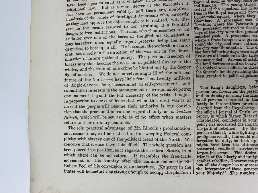 Own A Rare Piece Of Our Nation's History - One Of The Earliest Publications Of Abraham Lincoln's Emancipation Proclamation Published On Saturday, October 11, 1862 In The Illustrated London News [Photo 11]