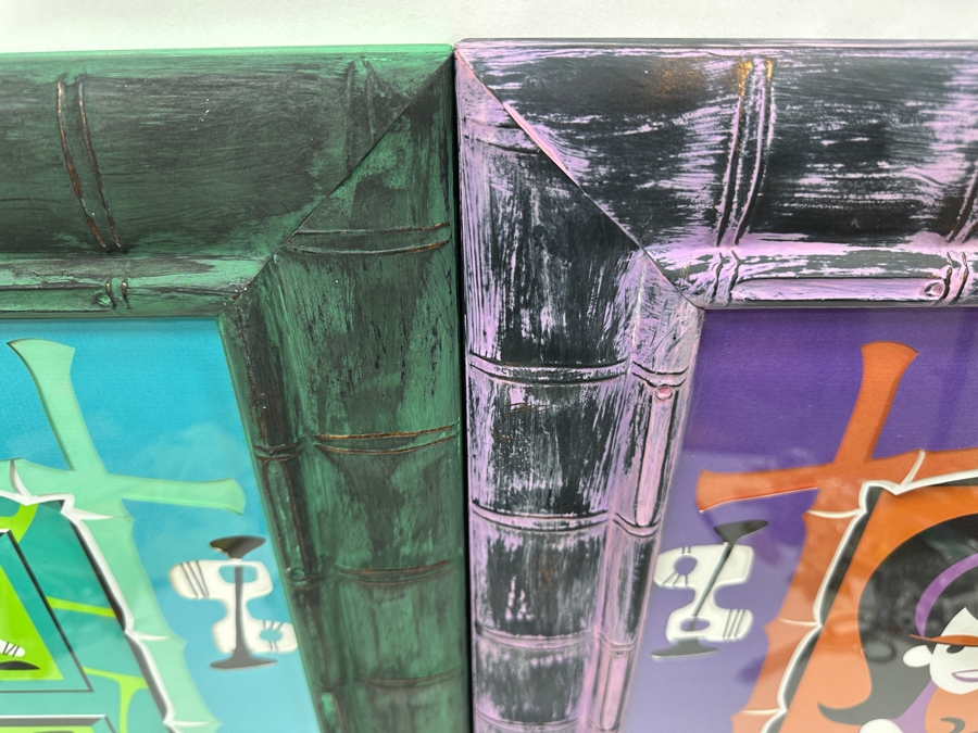 Pair Of Shag (Josh Agle) Limited Edition Three Color Tiki Serigraphs Numbered 10 Of 50 From The Maka Maka Mask And Print Design And Professionally Framed By Link David (FrameFetish.com) 17 X 12 Framed 30 X 24.5 [Photo 8]