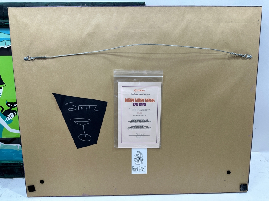 Pair Of Shag (Josh Agle) Limited Edition Three Color Tiki Serigraphs Numbered 10 Of 50 From The Maka Maka Mask And Print Design And Professionally Framed By Link David (FrameFetish.com) 17 X 12 Framed 30 X 24.5 [Photo 9]