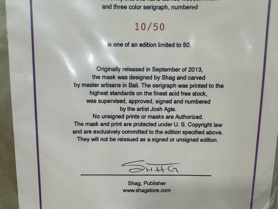 Pair Of Shag (Josh Agle) Limited Edition Three Color Tiki Serigraphs Numbered 10 Of 50 From The Maka Maka Mask And Print Design And Professionally Framed By Link David (FrameFetish.com) 17 X 12 Framed 30 X 24.5 [Photo 13]