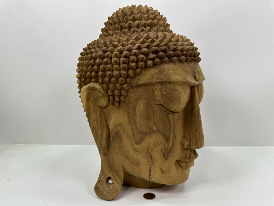 Just Added - Large Carved Wooden Buddha Head 15'H [Photo 4]