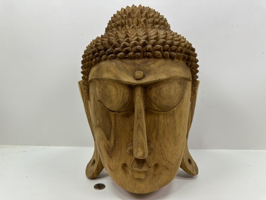 Just Added - Large Carved Wooden Buddha Head 15'H [Photo 2]