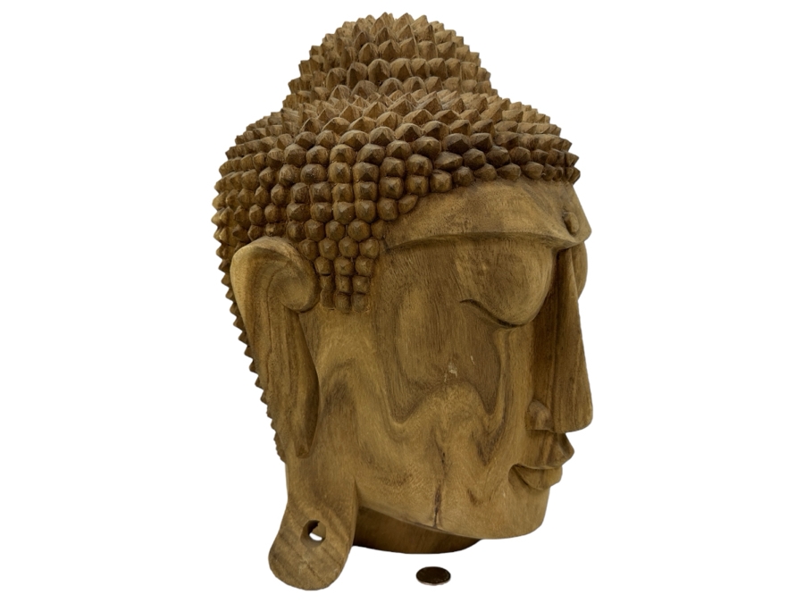 Just Added - Large Carved Wooden Buddha Head 15'H [Photo 1]