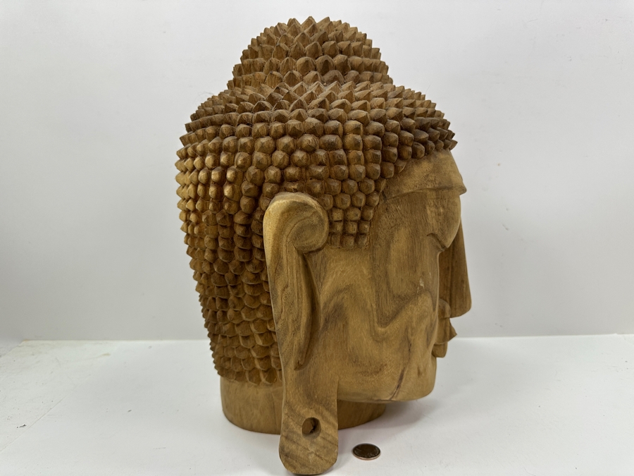 Just Added - Large Carved Wooden Buddha Head 15'H [Photo 5]