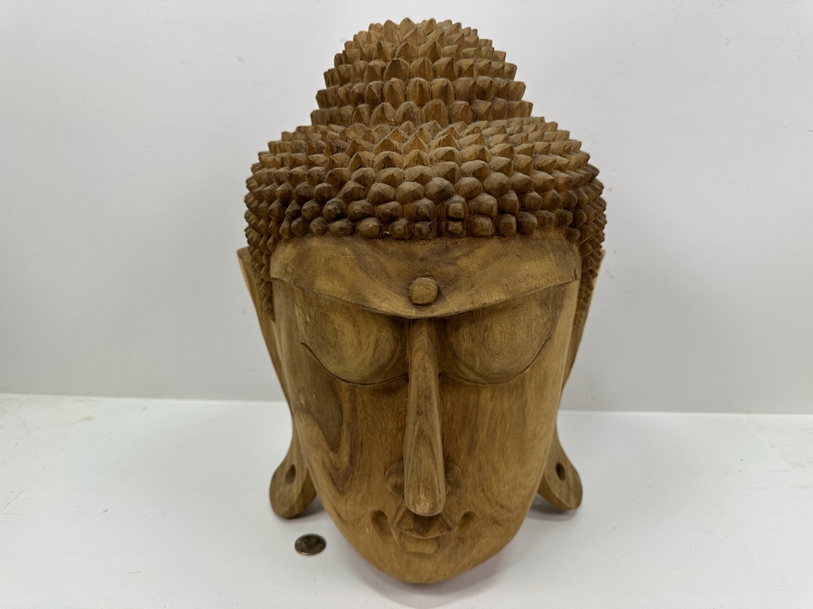 Just Added - Large Carved Wooden Buddha Head 15'H [Photo 3]