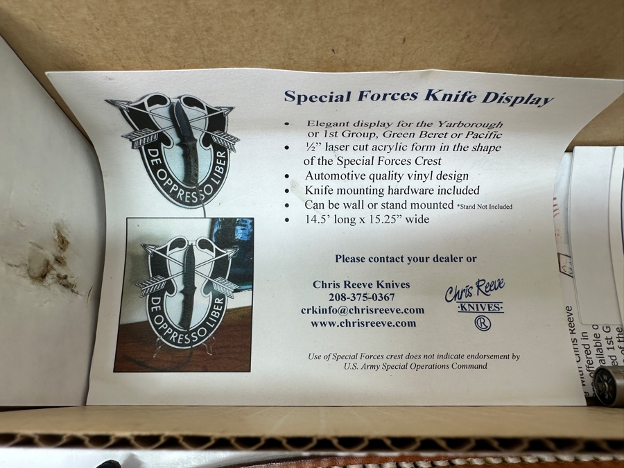 Just Added - Chris Reeve Special Forces Knife With Custom Leather Sheath Retails $450 [Photo 5]