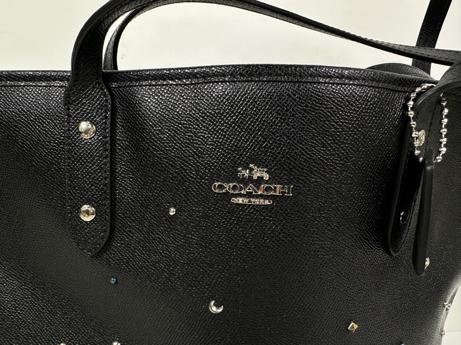 Just Added - Coach Black Tote Handbag With New Matching Coach Wallet 15W X 10H [Photo 5]