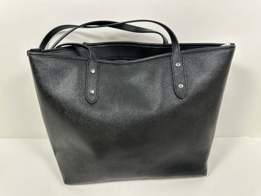 Just Added - Coach Black Tote Handbag With New Matching Coach Wallet 15W X 10H [Photo 6]