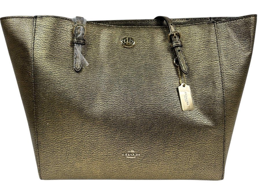 Just Added - New Coach Gold Tote Handbag