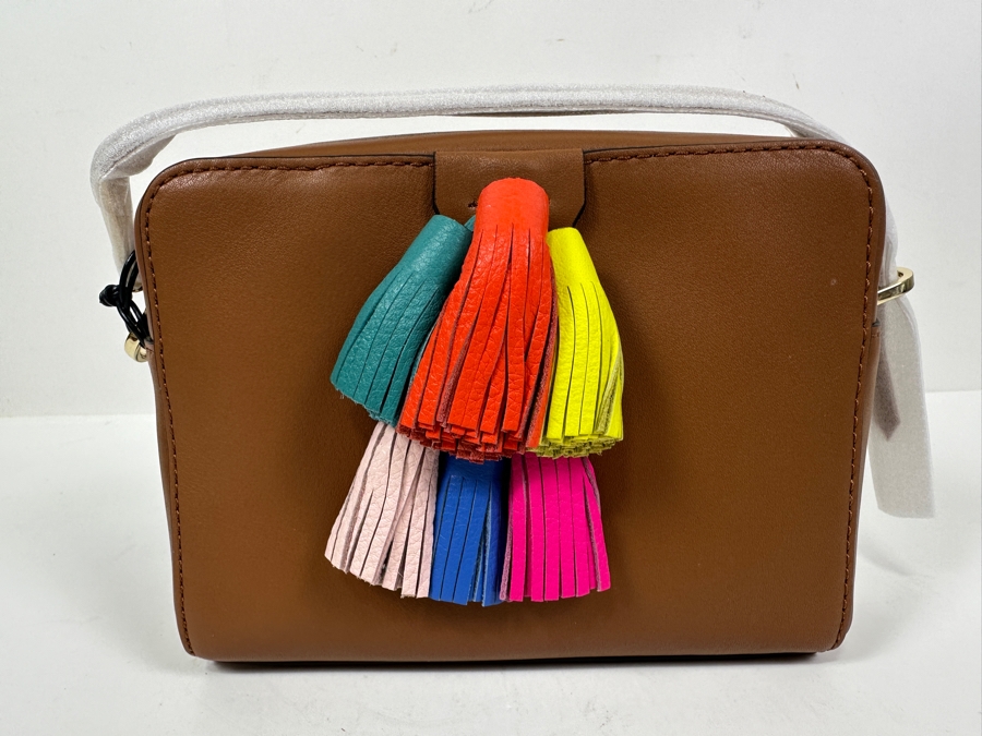 Just Added - New Rebecca Minkoff Mini Sofia Crossbody Almond Multi-Color Tassel Handbag Retails $245 [Photo 3]
