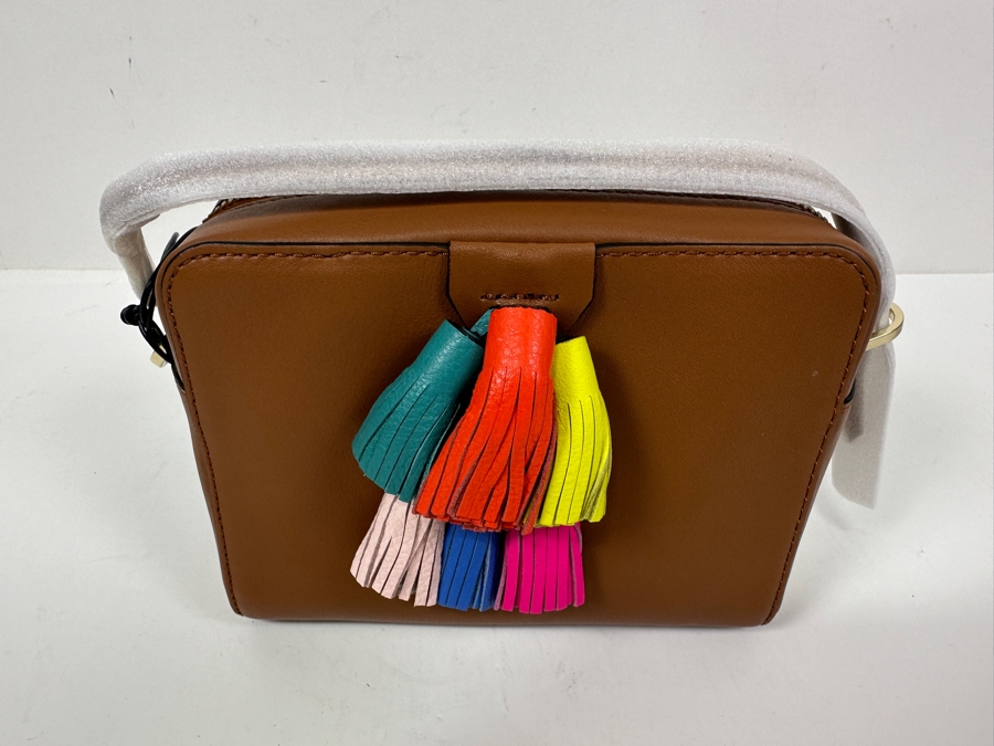 Just Added - New Rebecca Minkoff Mini Sofia Crossbody Almond Multi-Color Tassel Handbag Retails $245 [Photo 4]