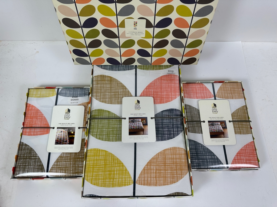 Just Added - Orla Kiely House Fine Quality Bed Linen King Size Duvet Cover, Pair Of Pillowcases, King Sham Pair And 3 Storage Boxes [Photo 3]