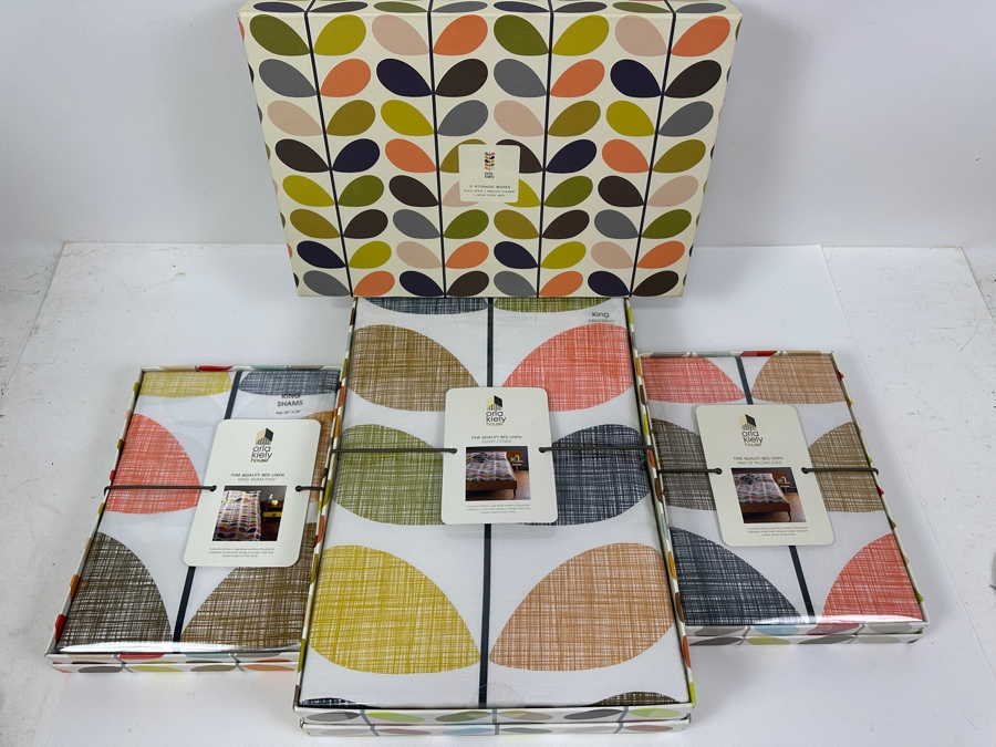 Just Added - Orla Kiely House Fine Quality Bed Linen King Size Duvet Cover, Pair Of Pillowcases, King Sham Pair And 3 Storage Boxes [Photo 2]