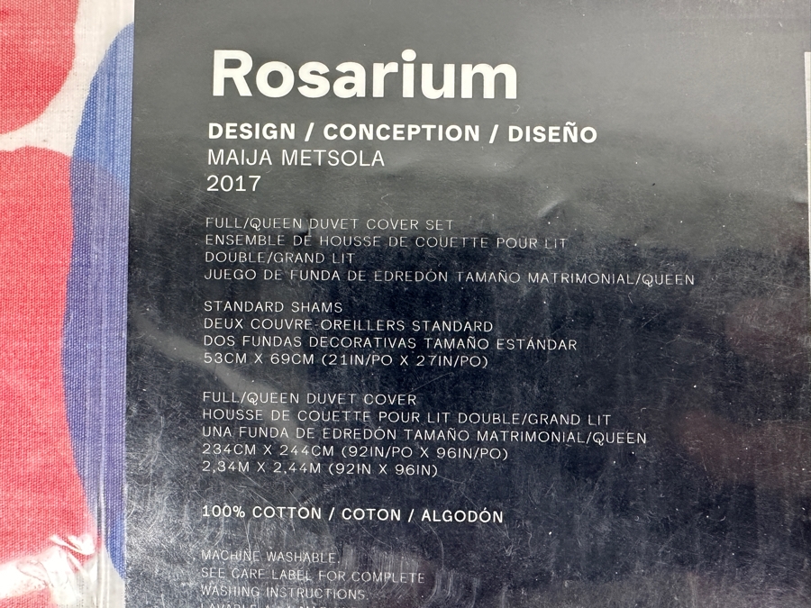 Just Added - New Marimekko Rosarium Design Full/Queen Duvet Cover Set With Standard Shams [Photo 4]