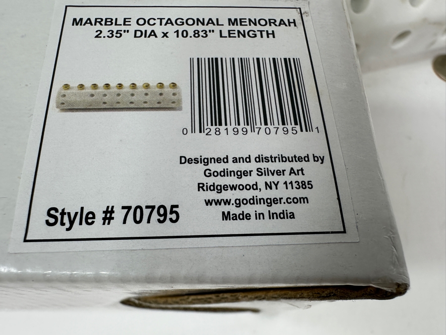 Just Added - New Godinger Silver Marble Octagonal Menorah 2.4'W X 10.8'L [Photo 7]