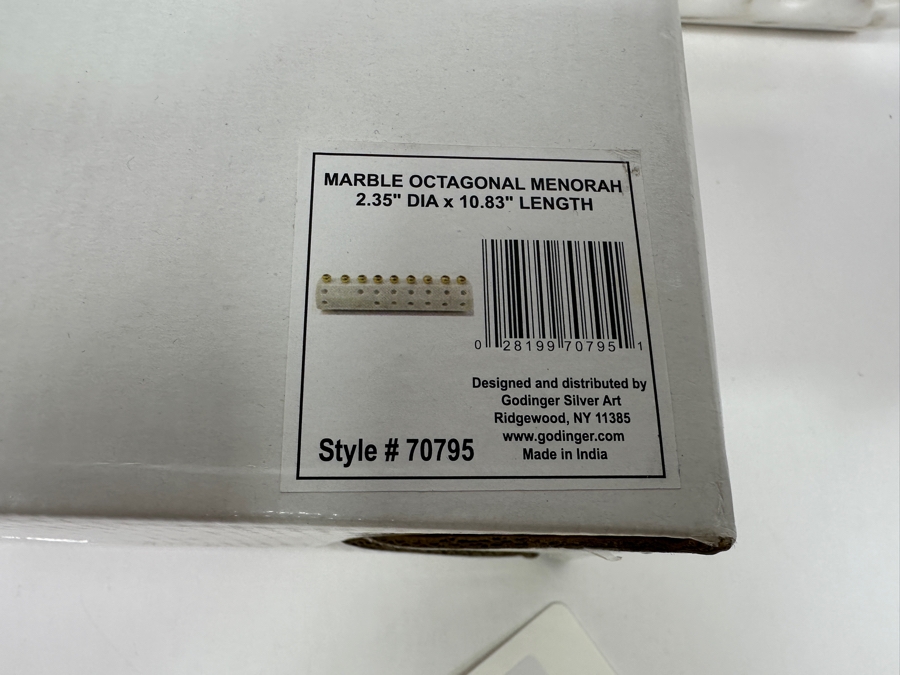 Just Added - New Godinger Silver Marble Octagonal Menorah 2.4'W X 10.8'L [Photo 6]