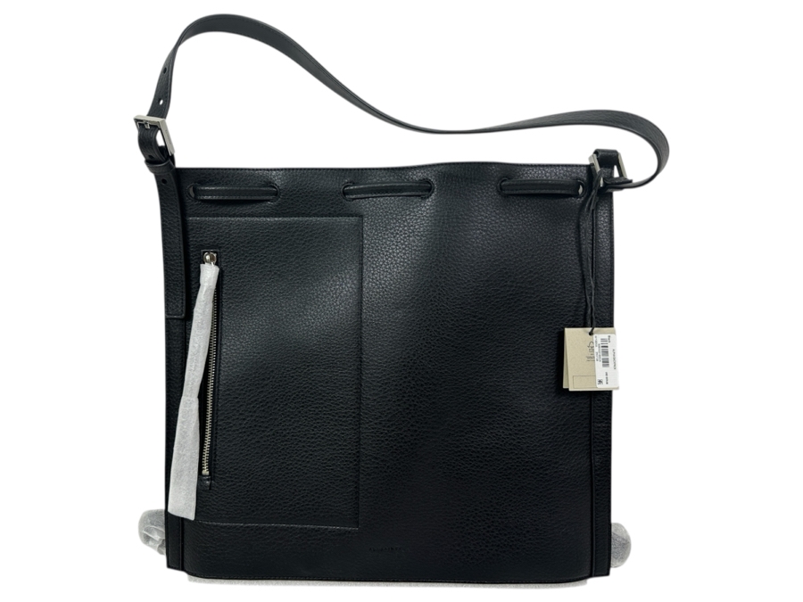 Just Added - New AllSaints Black Leather Alpha Backpack Retails $379