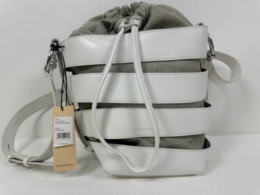 Just Added - New Rebecca Minkoff Leather Crossbody White Cage Handbag Retails $298 [Photo 2]