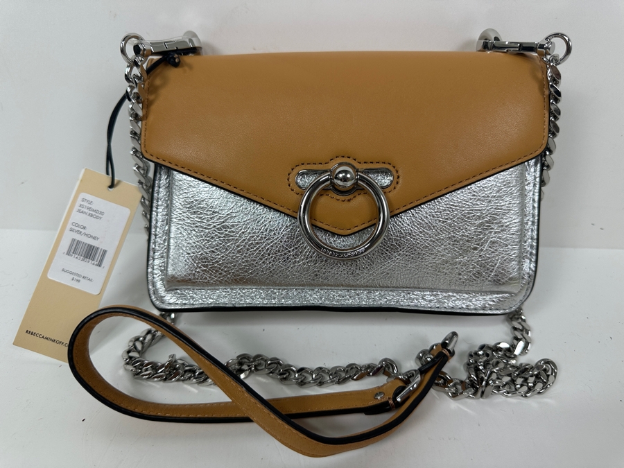 Just Added - New Rebecca Minkoff Jean Crossbody Silver/Honey Handbag Retails $198 [Photo 2]