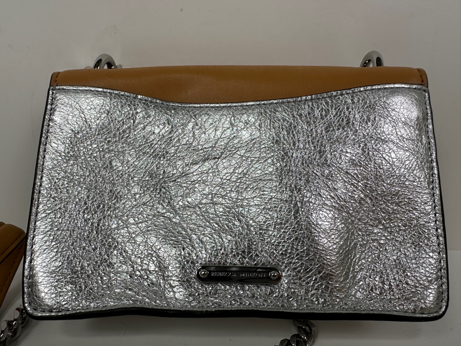 Just Added - New Rebecca Minkoff Jean Crossbody Silver/Honey Handbag Retails $198 [Photo 5]